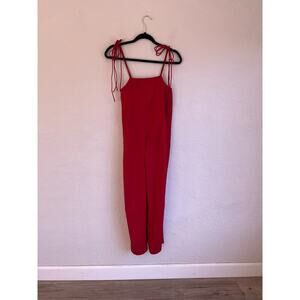 Grey Lab Red Spaghetti Strap Jumpsuit With Side Ties & Back Zipper Small